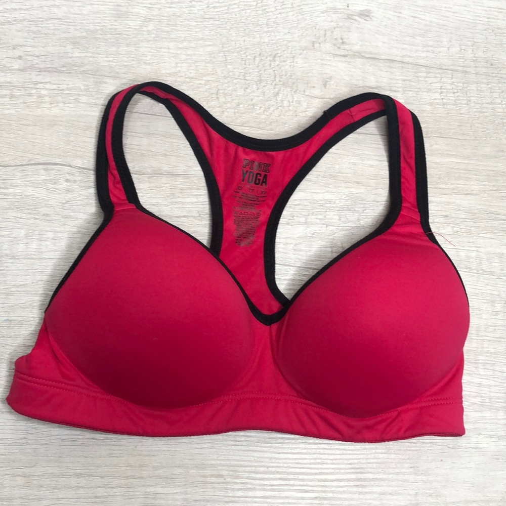 Pink push-up yoga bra
